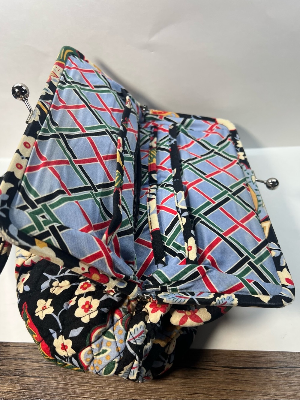 Vera Bradley Nouveau Bloom Kisslock Satchel with Matching Wallet - Picture 3 of 5